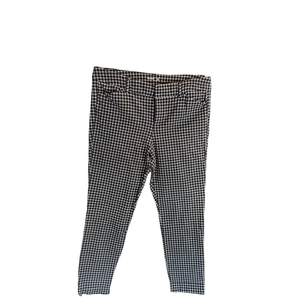 Old Navy‎ Pixie Ankle Pants Womens 10 Black White Grid Check Plaid Stretch Slim
